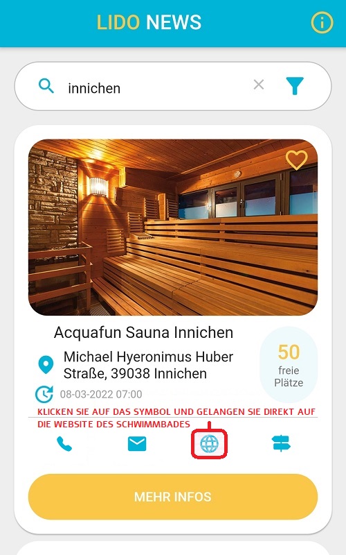 Website des Schwimmbades öffnen